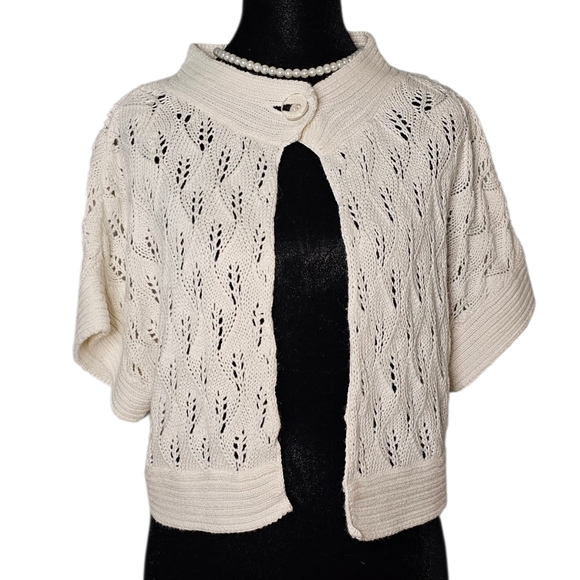 Nine West Sweaters - Nine West Cream Open-Knit Women's Poncho